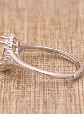 蛋形925银戴妃款戒指空托围锆代裸石镶嵌18k金多规格戒指空托活口