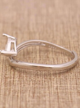 梨形925银戴妃款戒指空托围锆代裸石镶嵌18k金多规格戒指空托活口