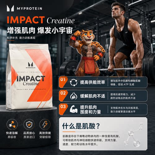 豹哥补剂 英国Myprotein熊猫一水肌酸健身增健肌肉耐力爆发力250g - 图2