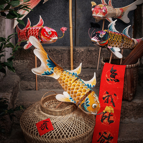 王的手创 鲤鱼灯笼手工diy材料包竹编花灯徽州非遗古风中式儿童 - 图2