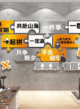 办公室墙面装饰品布置企业文化墙贴纸画激励创意标语录团队协作同