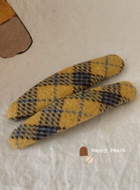纯色格子细椭圆发夹高级感复古花纹bb夹儿童侧边碎发夹头发夹发饰