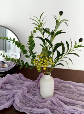 仿真花假花绿植小摆件仿真尤加利叶橄榄枝盆栽场景布置客厅装饰品