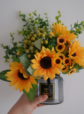 仿生花向日葵绿植仿真花束家居客厅假干花绢花摆件轻奢摆设装饰花