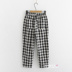 Nhật Bản retro thun co giãn lỏng lẻo kẻ sọc đen trắng quần cotton hoang dã và quần harem vải lanh quần cà rốt nữ - Quần Harem quần caro nữ Quần Harem