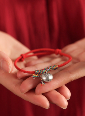 兰术女纯银国风百搭红绳新中式