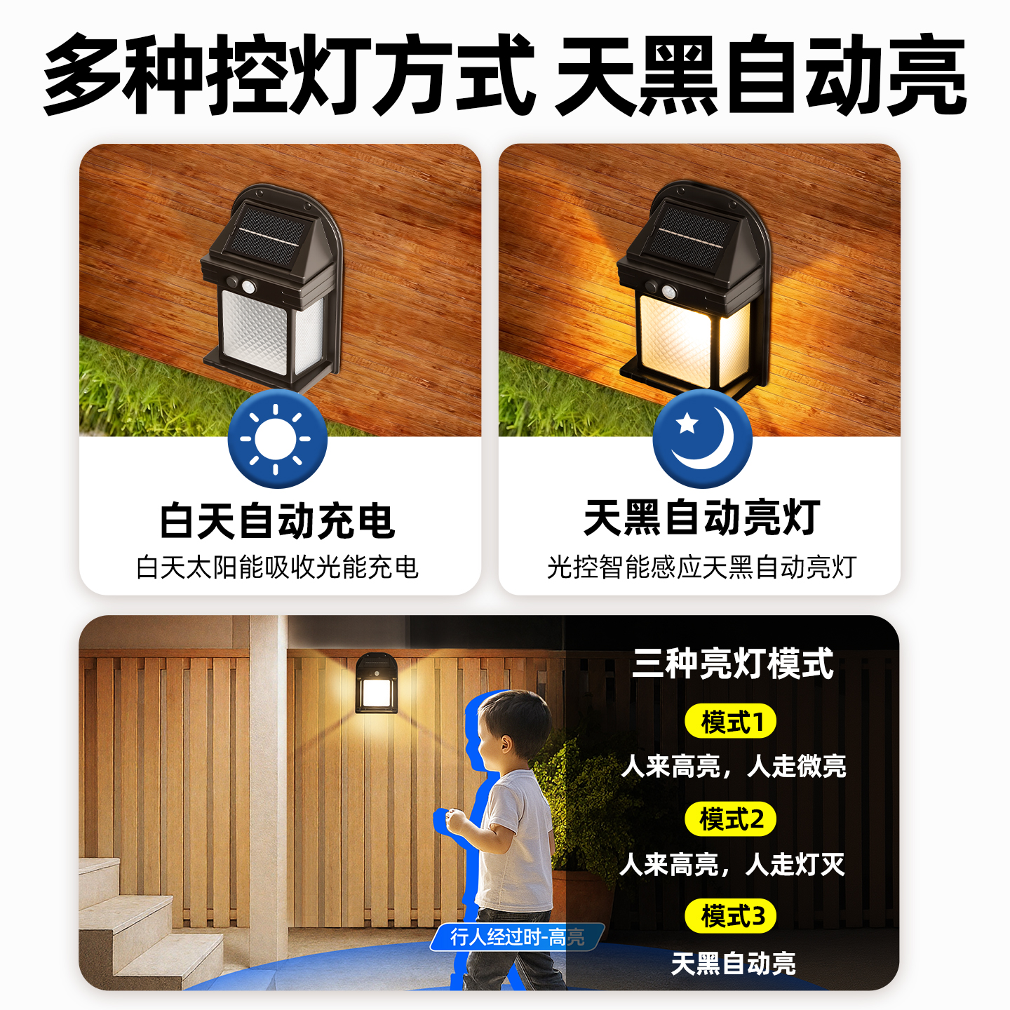 太阳能户外感应灯庭院花园阳台围墙灯入户门led氛围防水壁灯 - 图2