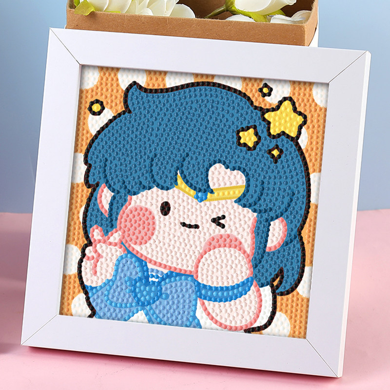 钻石画美少女战士Q版砖石画儿童手工diy钻石贴画卡通可爱女孩带框
