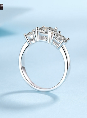 ECETOWIH纯银戒指女莫桑石指环p