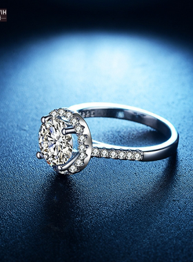 ECETOWIH新款D色莫桑石钻戒圆包