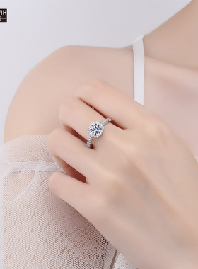 ECETOWIH新款莫桑石戒指女d色1克