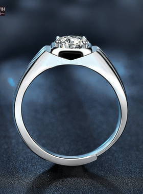 ECETOWIH莫桑钻纯银戒指男士简约
