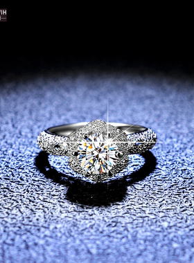 ECETOWIH纯银莫桑钻女戒指环时尚