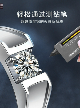 ECETOWIH莫桑钻纯银戒指男士设计