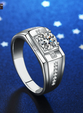 ECETOWIH纯银戒指白骑士男戒莫桑