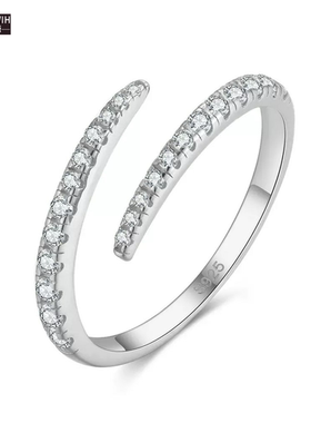 ECETOWIH银S925镶钻莫桑钻扭曲环