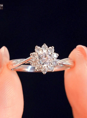 ECETOWIH太阳花石戒指经典六爪5