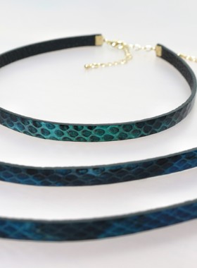 原创设计蛇皮颈链情侣choker刻字