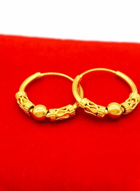 越南沙金耳环女久不掉色正品999转运珠24K金女士仿真黄金纯金礼品