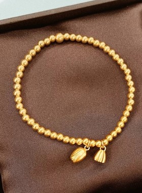 两世欢古法传承手链女生小众越南沙金仿真黄金实心正品串珠子礼品