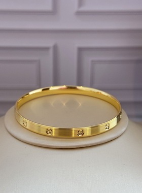 金店同款越南沙金钻纹手镯拉丝手环精工黄金色不掉色爆闪手镯女