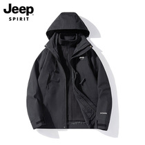 JEEP SPIRIT punching blouses for men and women Autumn Winter Thickened Jackets Three-in-one Lovers Windproof Mountaineering Suits Coats