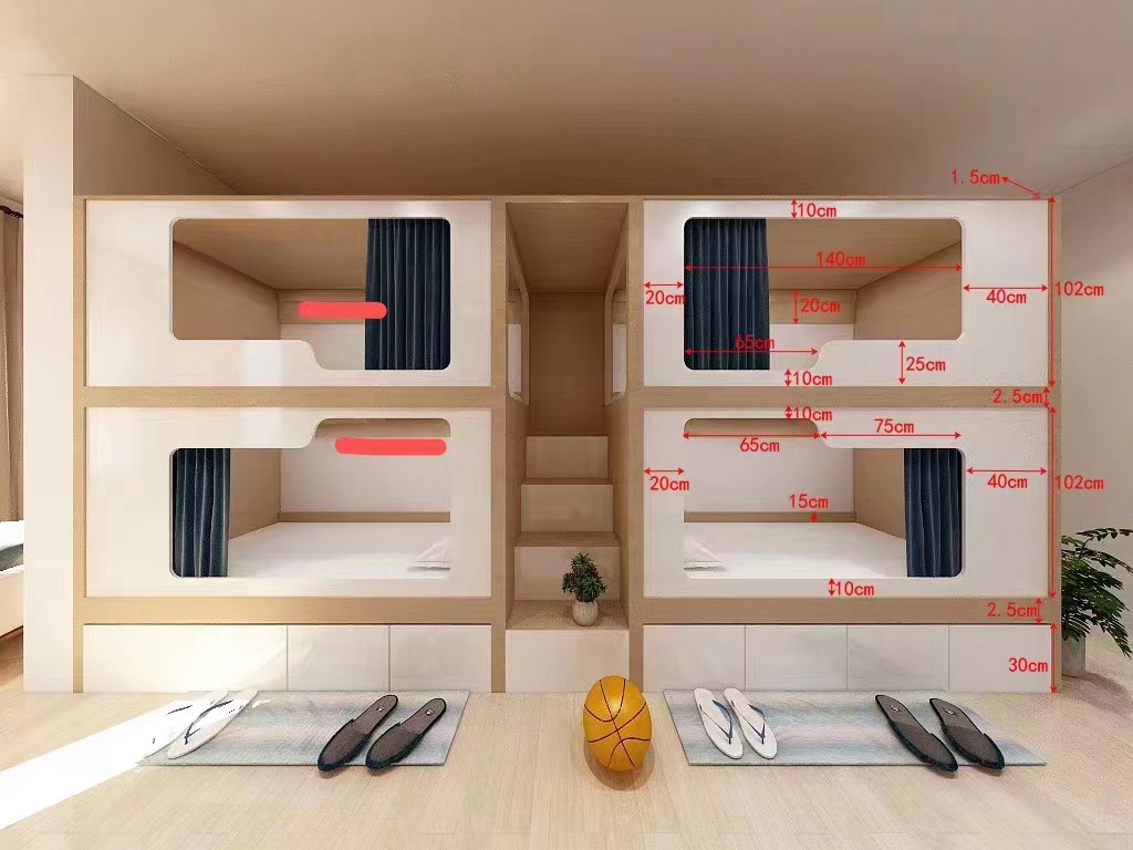 学生公寓太空舱高低床上下铺实木双层床民宿酒店小户型上下床定制 - 图2