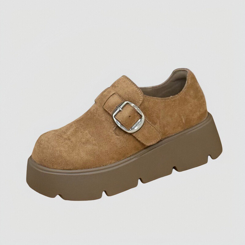 韩版复古风魔术贴全包勃肯鞋女2025年秋季新款磨砂皮女鞋休闲单鞋 - 图3