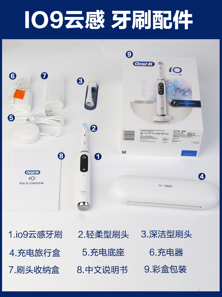 博朗OralB/欧乐B电动牙刷iO9充电式德国进口智能声波蓝牙iO8/7/5-图3