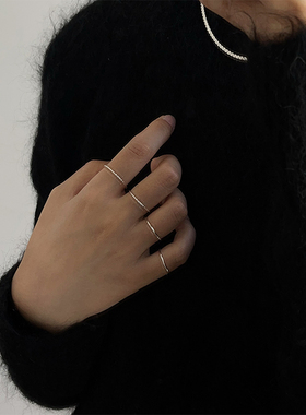 OPs美国进口S925纯银精致切花极简光面细戒指叠戴百搭指环尾戒