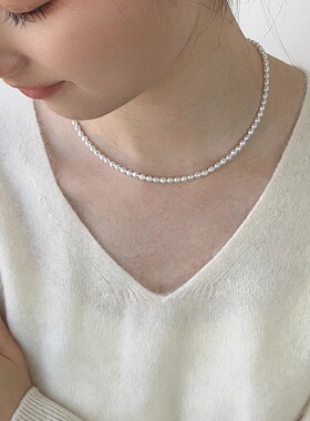 OPs超白亮!炫彩极光天然巴洛克小珍珠S925纯银高级轻奢项链锁骨链