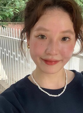 韩系休闲个性随意感极简百搭强光碎银子巴洛克天然淡水珍珠项链
