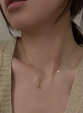 OPs春夏度假风复古油画色调蓝绿松石米珠串珠水滴锁骨链星月项链