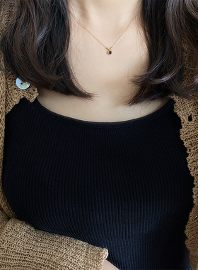 简单美国14K包金锁骨项链