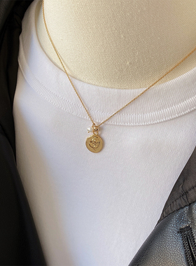 美国进口14K包金金币珍珠项链