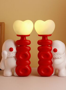 创意喜字结婚情侣兔摆件一对床头