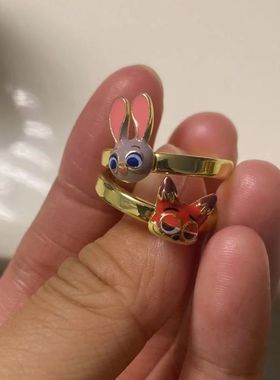 可爱兔子狐狸戒指时尚个性