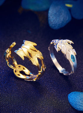 卡通斗罗大陆戒指唐三蓝银霸王枪开口戒指最热国漫人物周边饰品