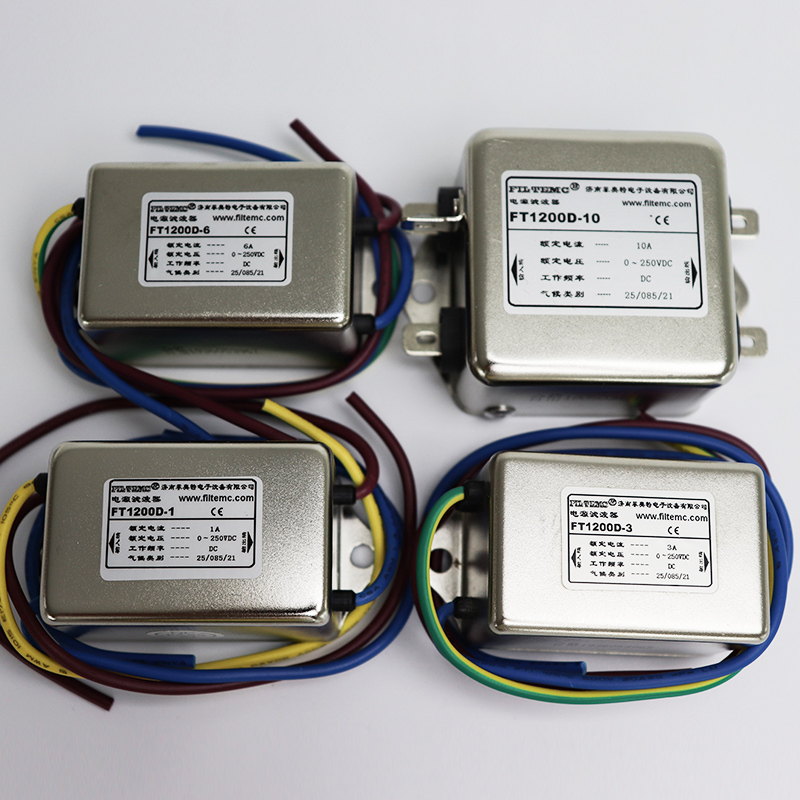 FILTEMC单项双节直流电源滤波器220V12V24V36V110VDC FT121D-10A - 图0