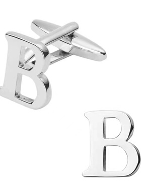 铁镂空袖扣男银色字母袖钉衬衣西装服饰配件纽扣Cufflink