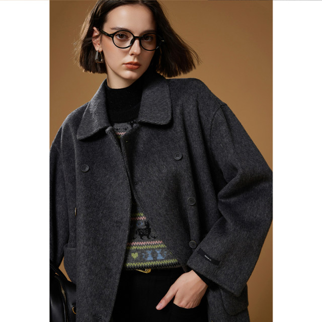 IVYKKI艾维气质中长款毛呢外套女百搭时尚呢子大衣2025年秋冬新款