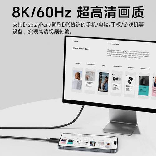 Thunderbolt雷电4全功能5数据线100W快充线40Gbps高速传输硬盘mac连接8K高清投屏加长2.5/3米显卡坞双头typec - 图3