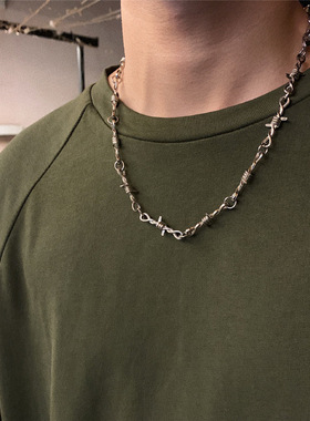 ins小众复古荆棘项链芒刺锁骨链
