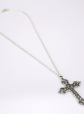 欧美巴洛克十字架项链女个性复古波西米亚冷淡风吊坠毛衣链哥特式