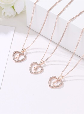 欧美风简约镶钻项链26英文字母爱