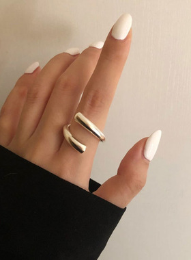 新品欧美几何合金金属开口几何戒