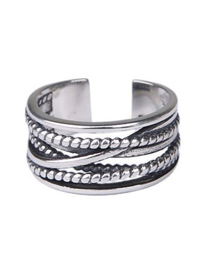 新款韩国缠绕麻花多层戒指复古开