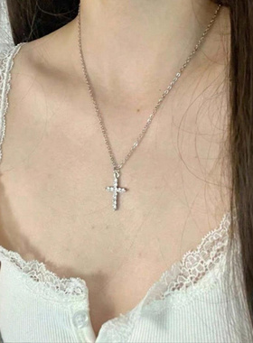 欧美时尚个性十字架镶钻吊坠项链