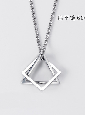 跨境几何三角形正方形组合嘻哈项链男士潮帅土酷简约吊坠配饰