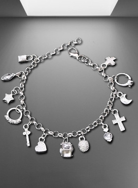 跨境欧美手链气质时尚十三吊件手